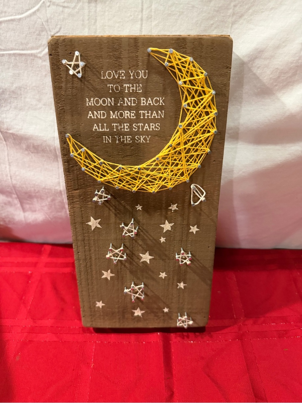 Handmade Yellow Moon String Art Wall Plaque